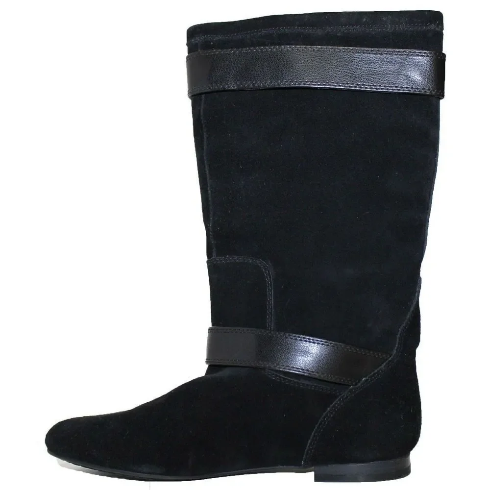 White Mountain Fawn Black Suede Mid-Calf Boots 6 M